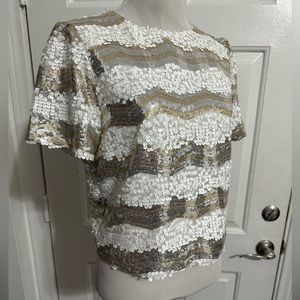 Silver and Gold Sequin Top Size Small